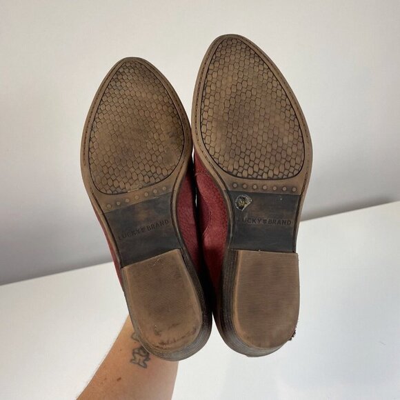 Lucky Brand Womens Ankle Bootie Leather Boots Red Size 6 M Pointed Toe Slip On - Picture 6 of 7